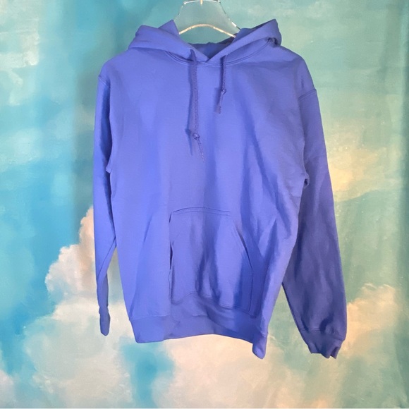 BLUE HEAVY BLEND GILDAN PULLOVER DRAWSTRING HOODIE - SZ S - Picture 1 of 3
